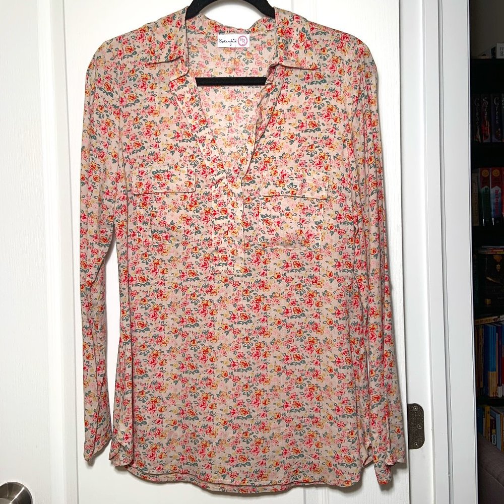 Women's Vintage Splendid for Holt Renfrew Floral Print Shirt Top Blouse Size 2